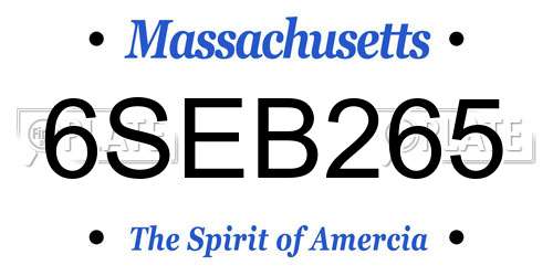 6SEB265 Massachusetts License Plate