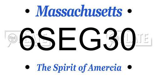 6SEG30 Massachusetts License Plate