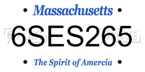 6SES265 Massachusetts License Plate