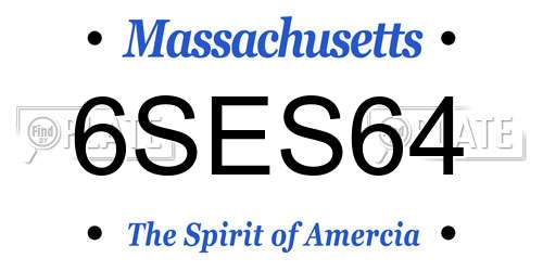 6SES64 Massachusetts License Plate