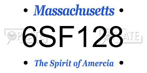 6SF128 Massachusetts License Plate