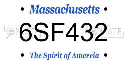 6SF432 Massachusetts License Plate