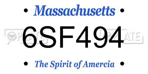 6SF494 Massachusetts License Plate