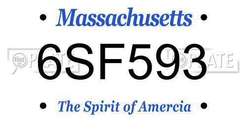 6SF593 Massachusetts License Plate