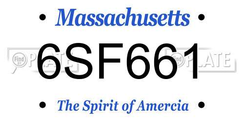 6SF661 Massachusetts License Plate