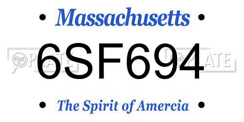 6SF694 Massachusetts License Plate