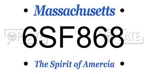 6SF868 Massachusetts License Plate