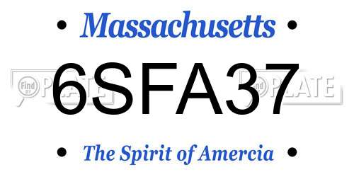 6SFA37 Massachusetts License Plate
