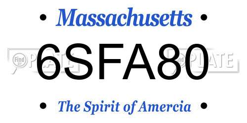 6SFA80 Massachusetts License Plate