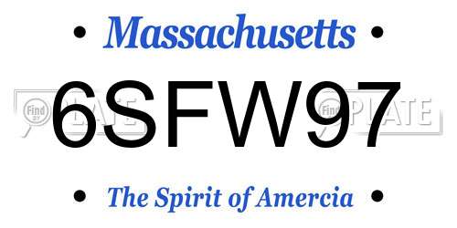 6SFW97 Massachusetts License Plate