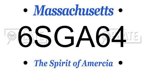 6SGA64 Massachusetts License Plate