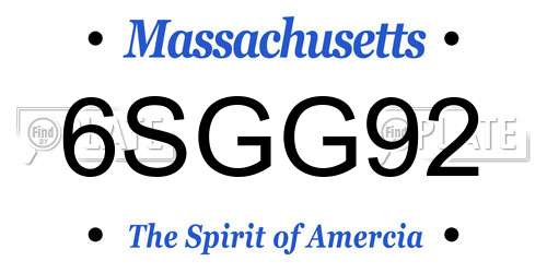 6SGG92 Massachusetts License Plate