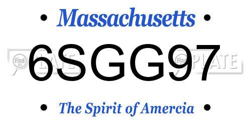 6SGG97 Massachusetts License Plate