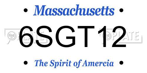 6SGT12 Massachusetts License Plate