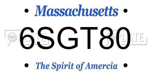 6SGT80 Massachusetts License Plate