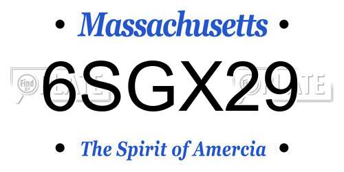 6SGX29 Massachusetts License Plate