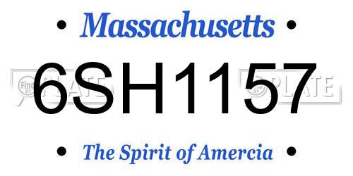 6SH1157 Massachusetts License Plate