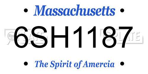 6SH1187 Massachusetts License Plate