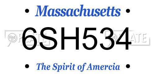 6SH534 Massachusetts License Plate