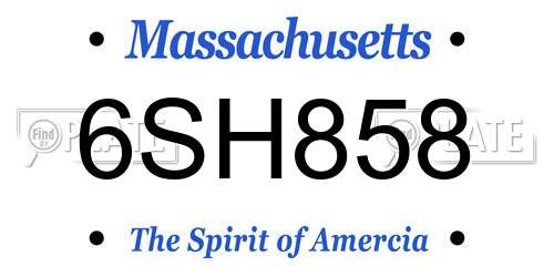 6SH858 Massachusetts License Plate