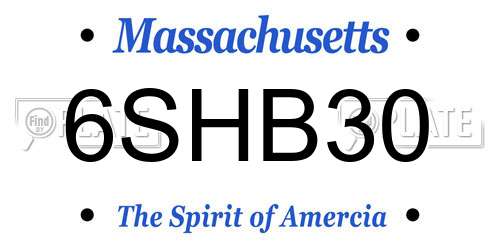 6SHB30 Massachusetts License Plate