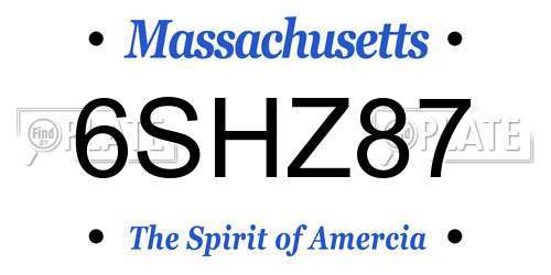 6SHZ87 Massachusetts License Plate