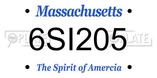 6SI205 Massachusetts License Plate