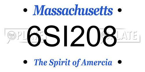 6SI208 Massachusetts License Plate
