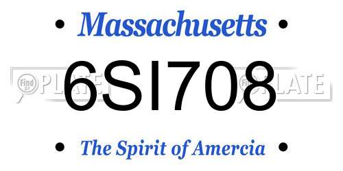 6SI708 Massachusetts License Plate