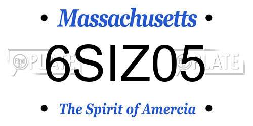 6SIZ05 Massachusetts License Plate