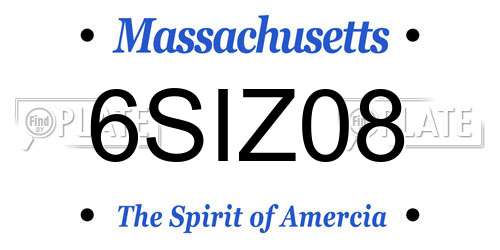 6SIZ08 Massachusetts License Plate