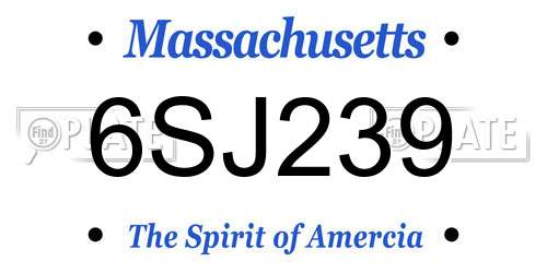 6SJ239 Massachusetts License Plate