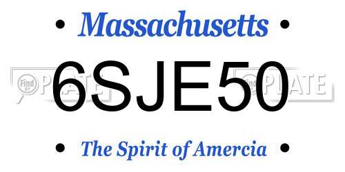6SJE50 Massachusetts License Plate