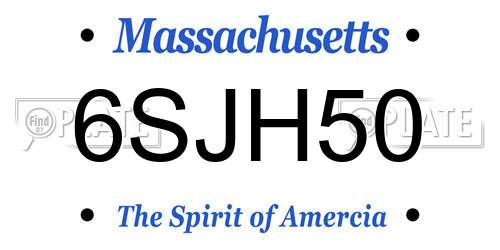 6SJH50 Massachusetts License Plate