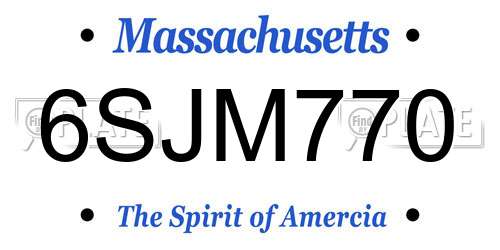 6SJM770 Massachusetts License Plate