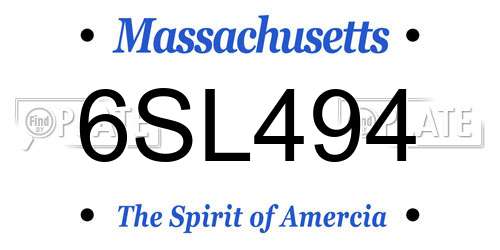6SL494 Massachusetts License Plate