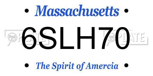 6SLH70 Massachusetts License Plate