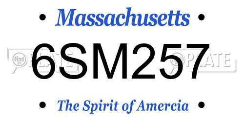 6SM257 Massachusetts License Plate