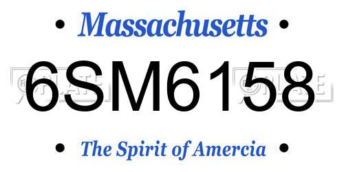 6SM6158 Massachusetts License Plate
