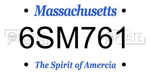 6SM761 Massachusetts License Plate