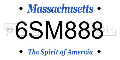6SM888 Massachusetts License Plate