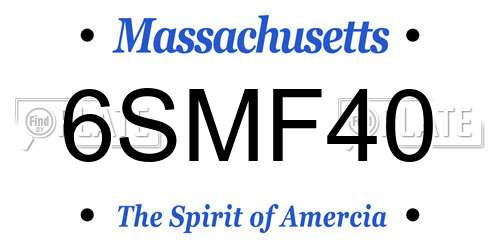 6SMF40 Massachusetts License Plate