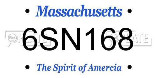 6SN168 Massachusetts License Plate