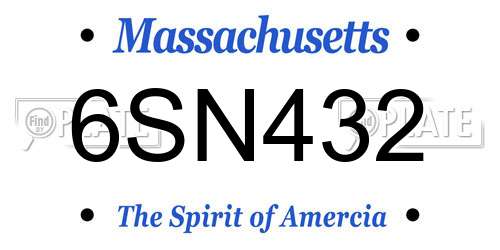 6SN432 Massachusetts License Plate