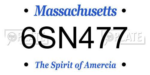 6SN477 Massachusetts License Plate