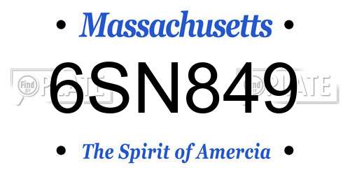 6SN849 Massachusetts License Plate