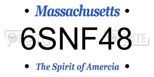 6SNF48 Massachusetts License Plate