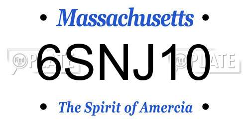 6SNJ10 Massachusetts License Plate