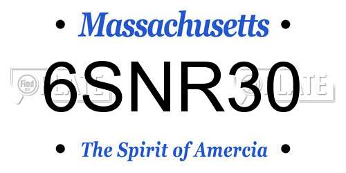 6SNR30 Massachusetts License Plate