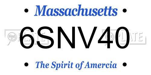 6SNV40 Massachusetts License Plate